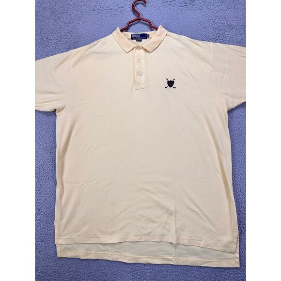Polo Ralph Lauren Polo Shirt Adult 2XL Yellow 100% Cotton Rugby Outdoor Mens